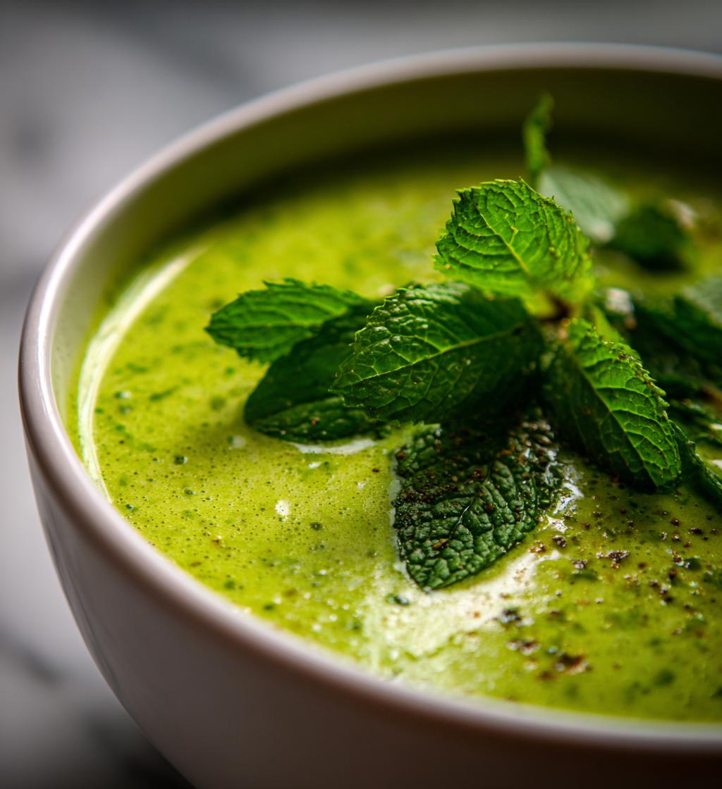 Cremet ærtesuppe med mynte - detail 1