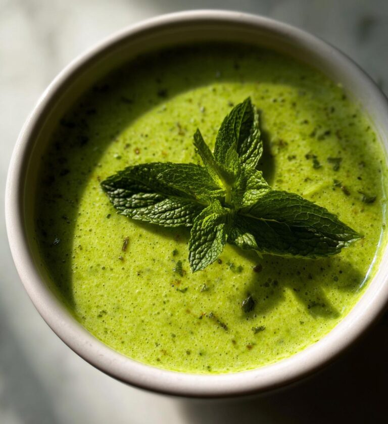 Cremet ærtesuppe med mynte