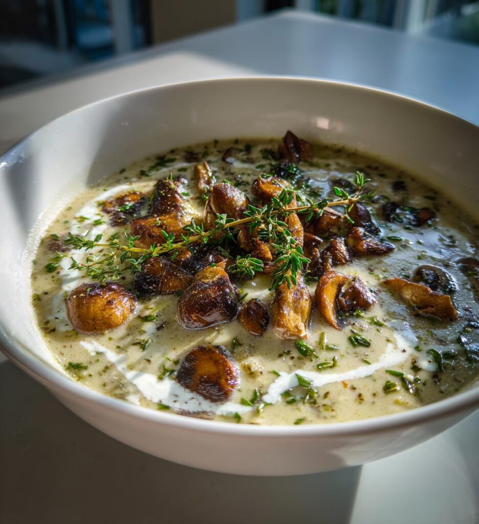 Cremet svampesuppe med timian
