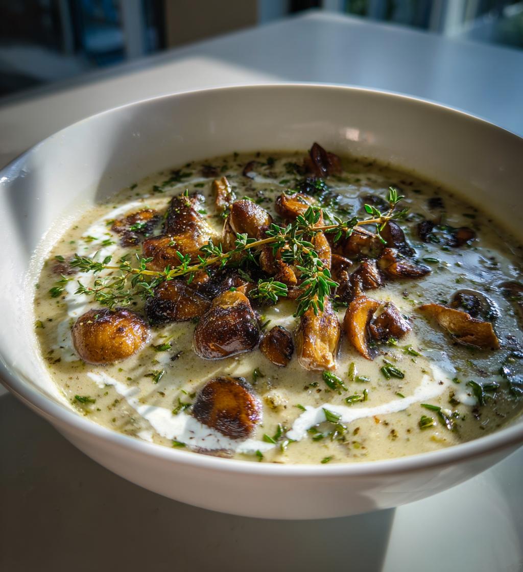 Cremet svampesuppe med timian