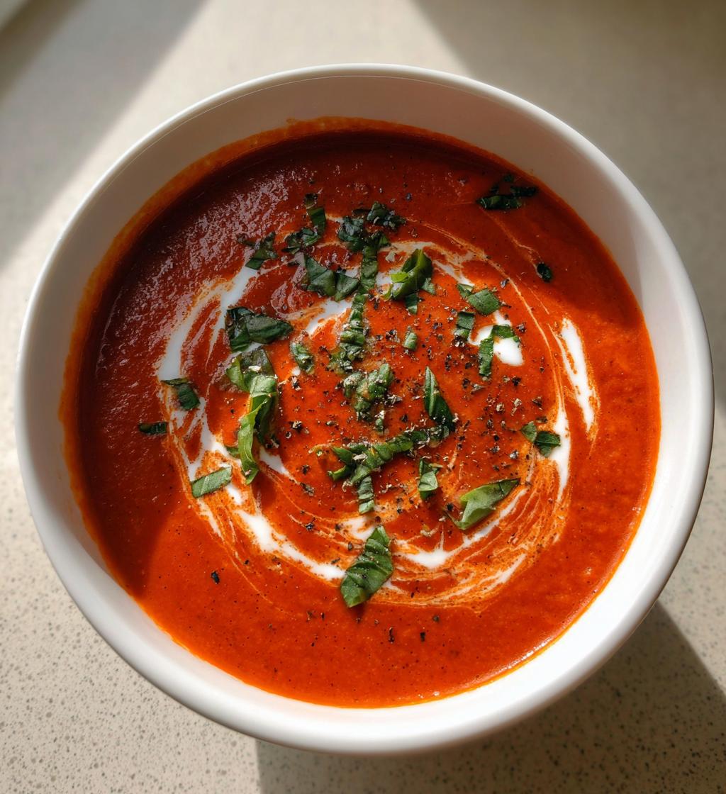 Cremet tomatsuppe med basilikum