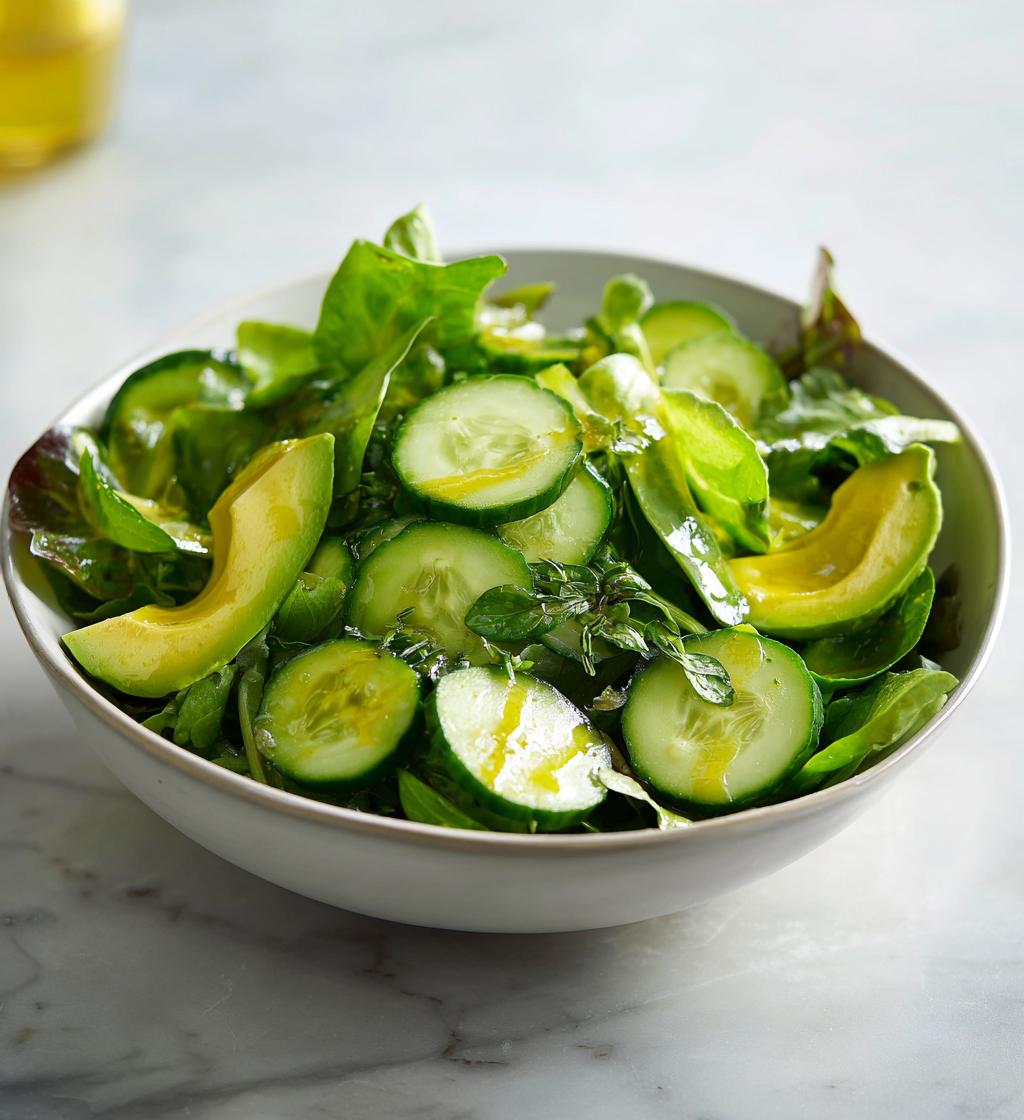 Frisk grøn salat med avocado og agurk - detail 1