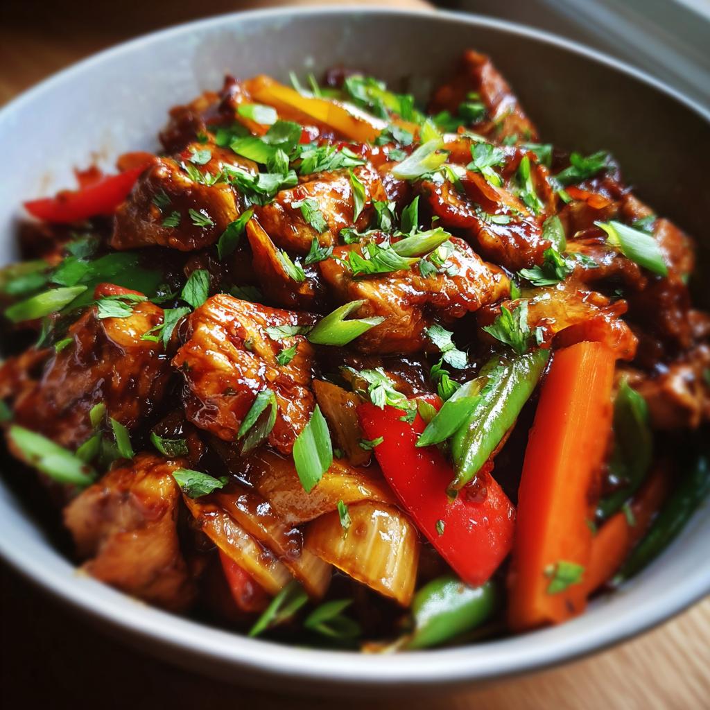 Hurtig wok med kylling og grøntsager