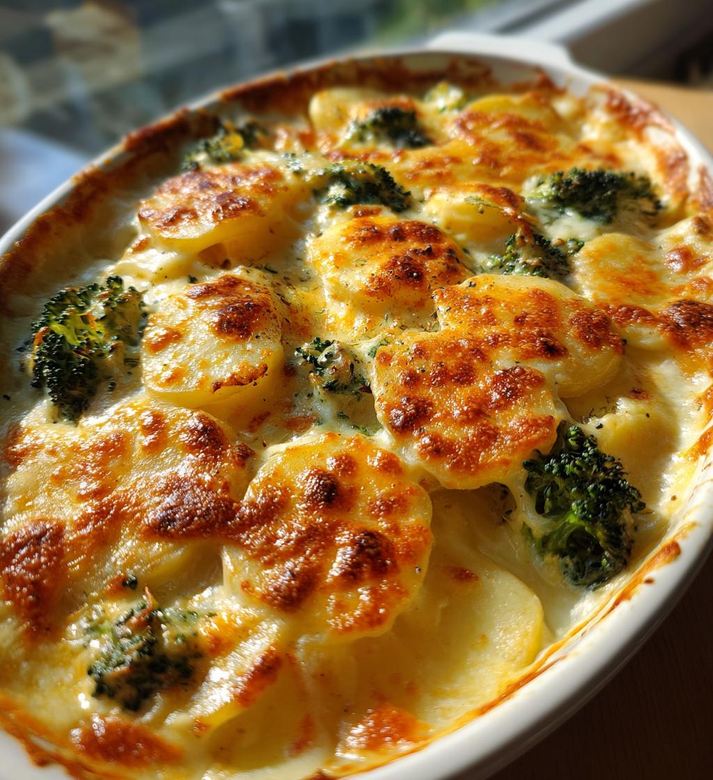 Kartoffel- og broccoli-gratin