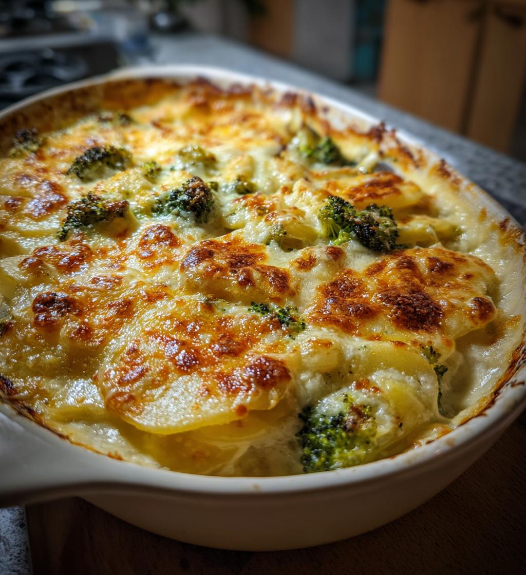 Kartoffelgratin med broccoli