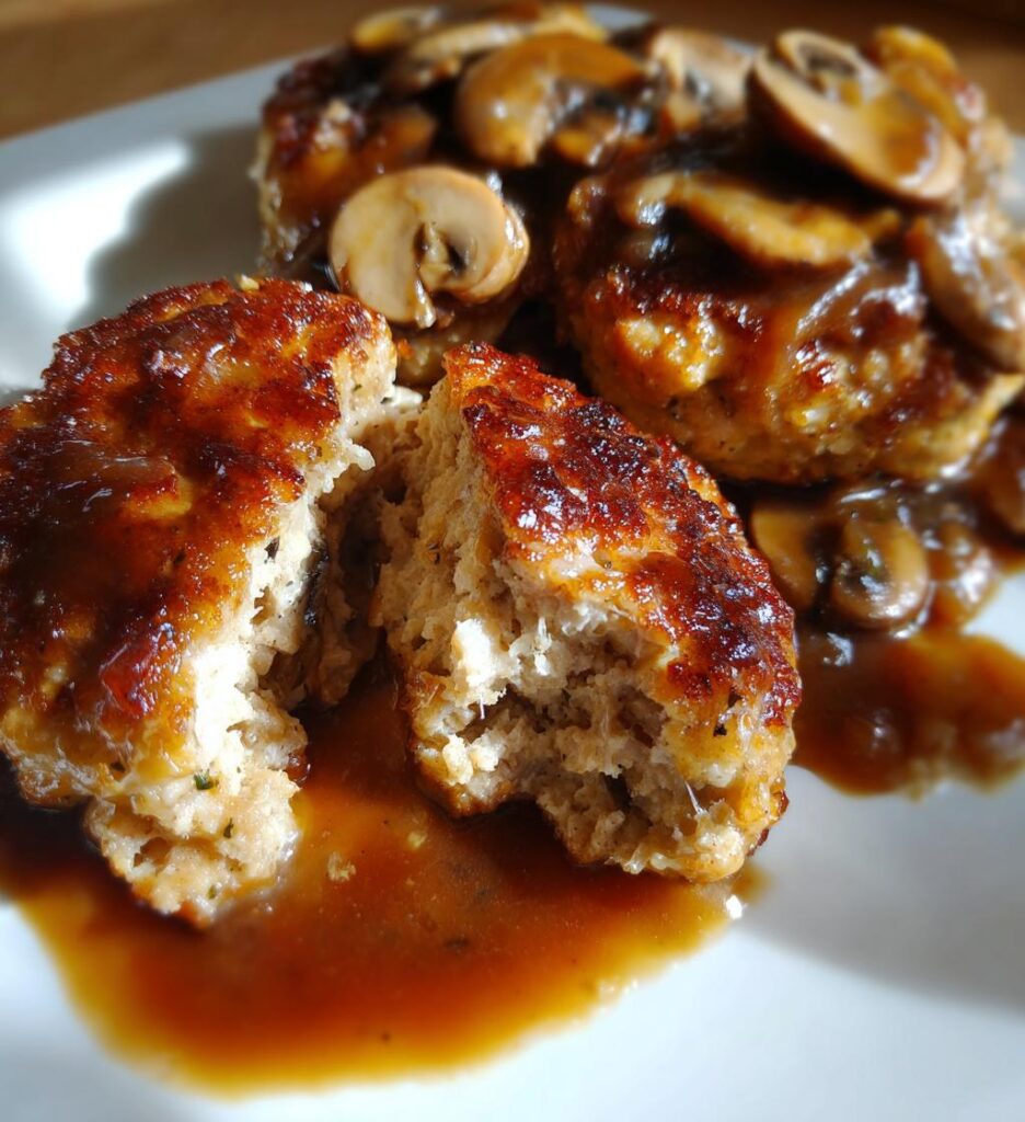 Krebinetter med brun sauce og champignon