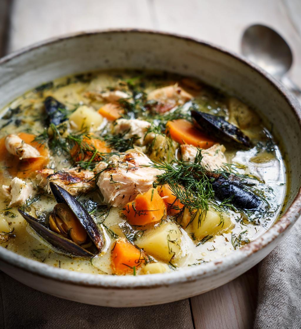 Cremet fiskesuppe med rodfrugter – varmende og fyldig suppe - detail 1