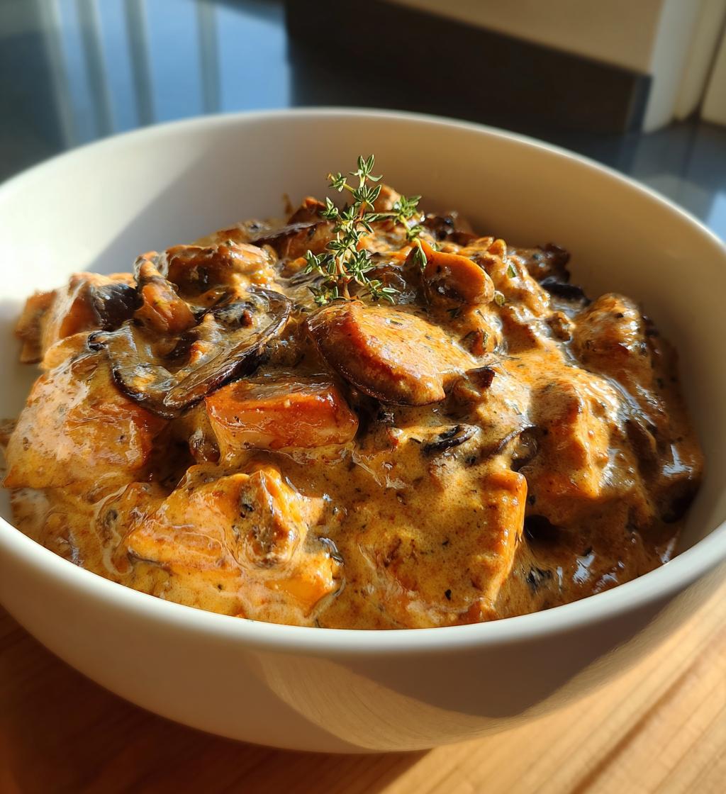 Cremet kyllingegryde med svampe, nem og lækker middag - detail 1
