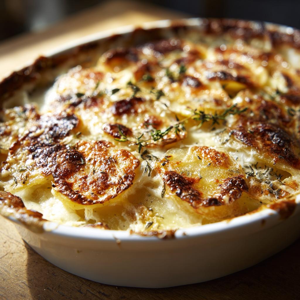 Kartoffelgratin med fløde og timian – cremet og ovnbagt klassiker - detail 1