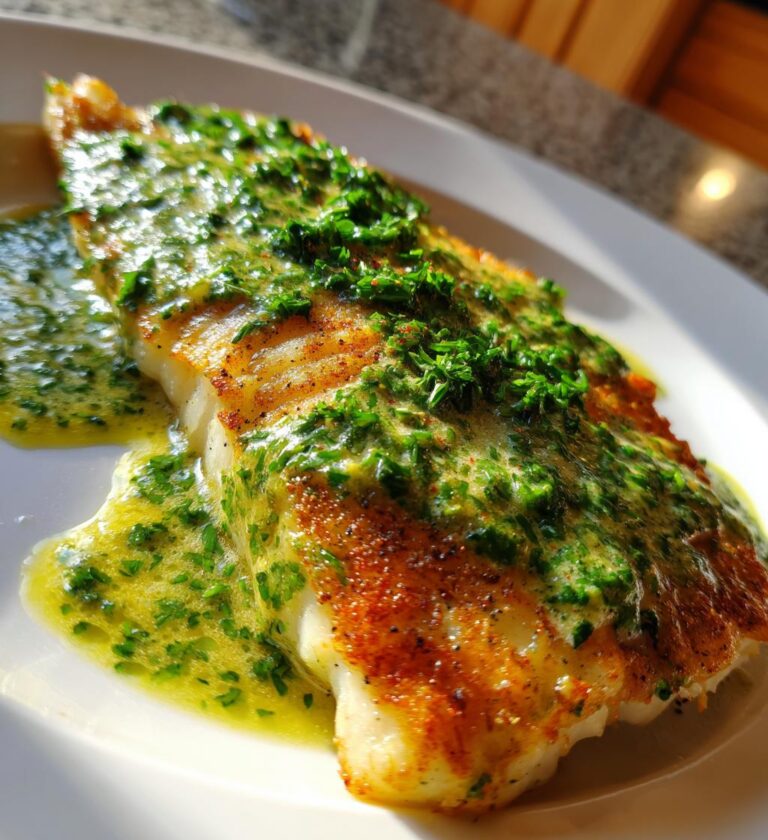 Rødspættefilet med persillesovs, frisk fisk til familiemiddag