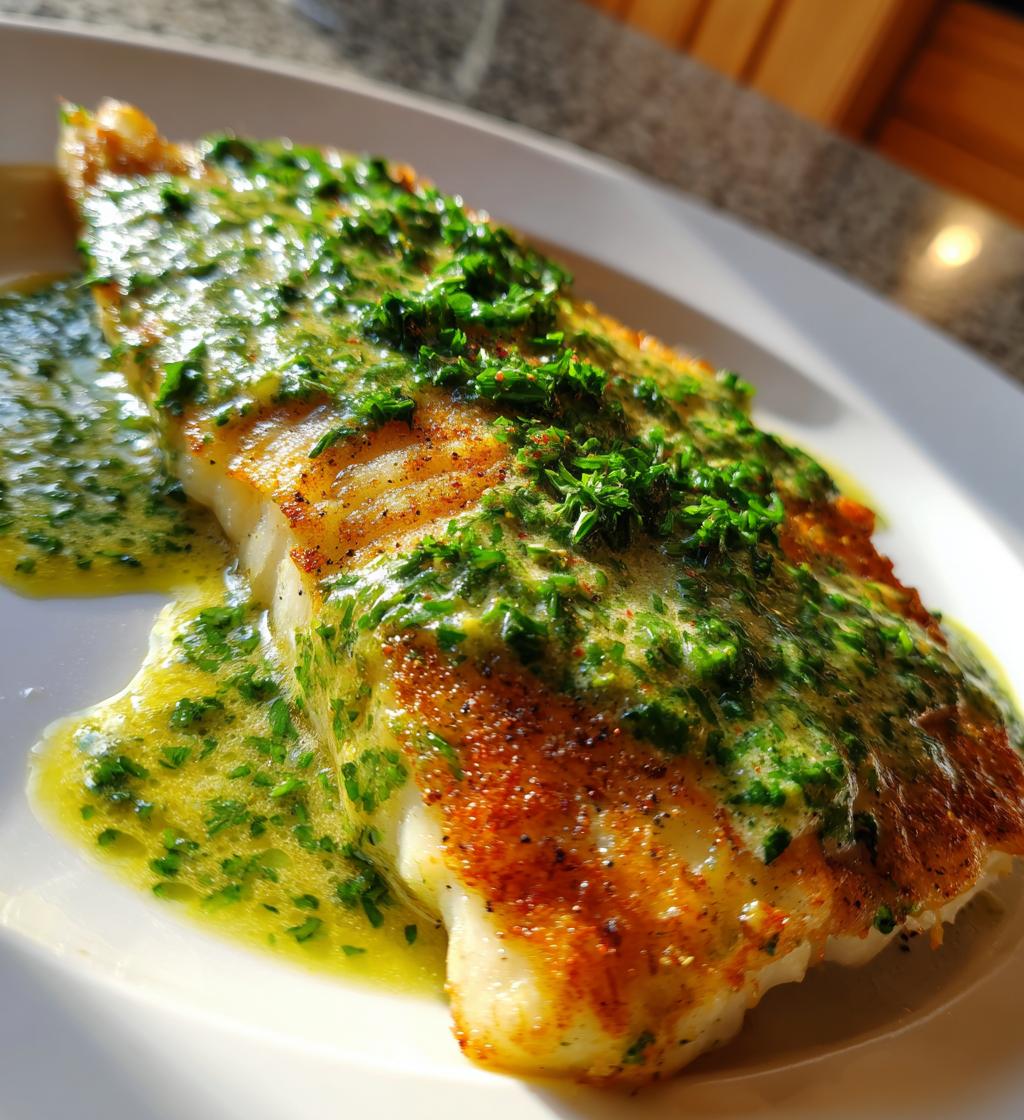Rødspættefilet med persillesovs, frisk fisk til familiemiddag