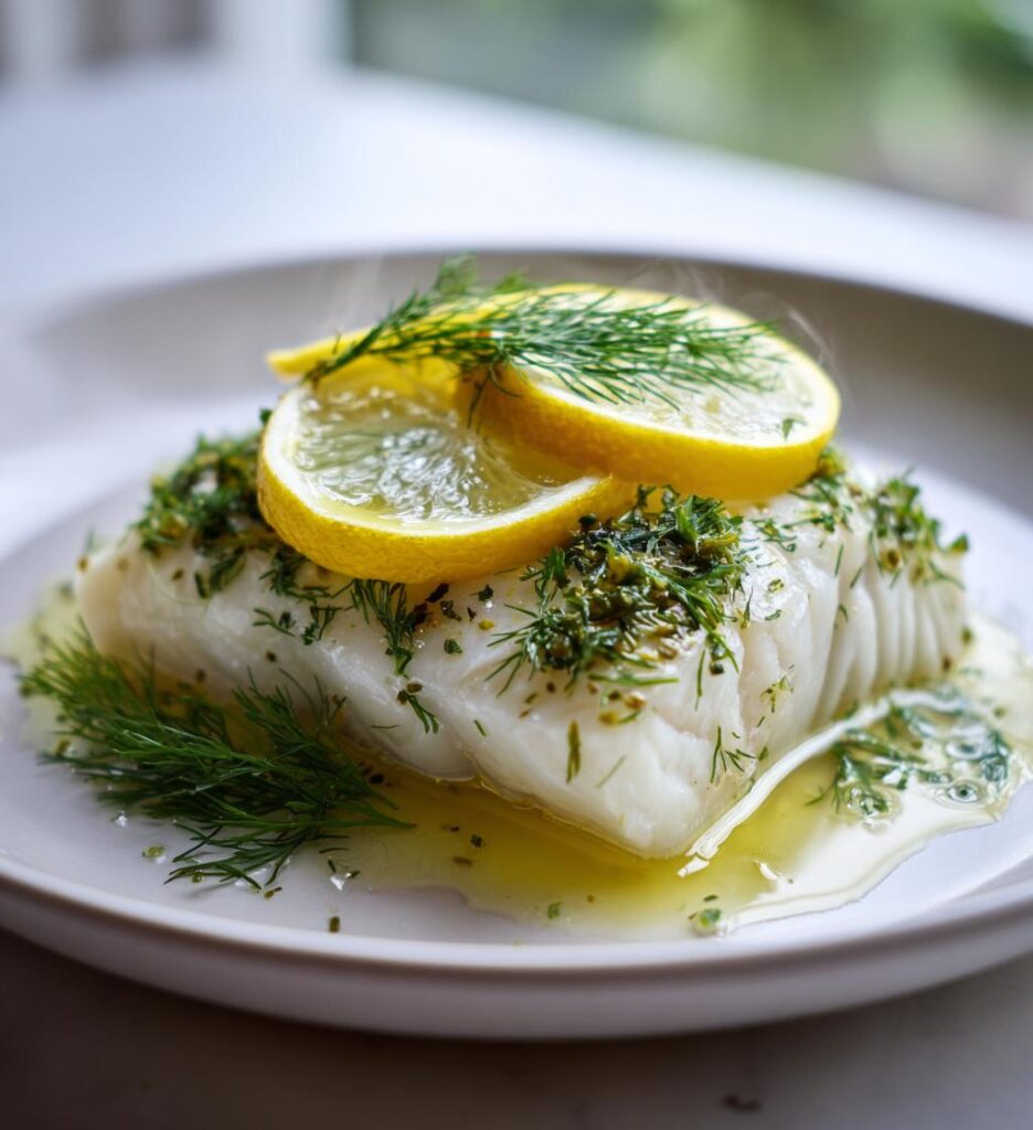 dampet fisk med urter og citron, sund og let ret