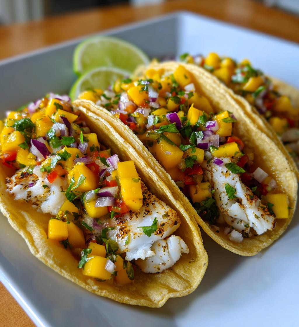 fisketacos med mango og koriander