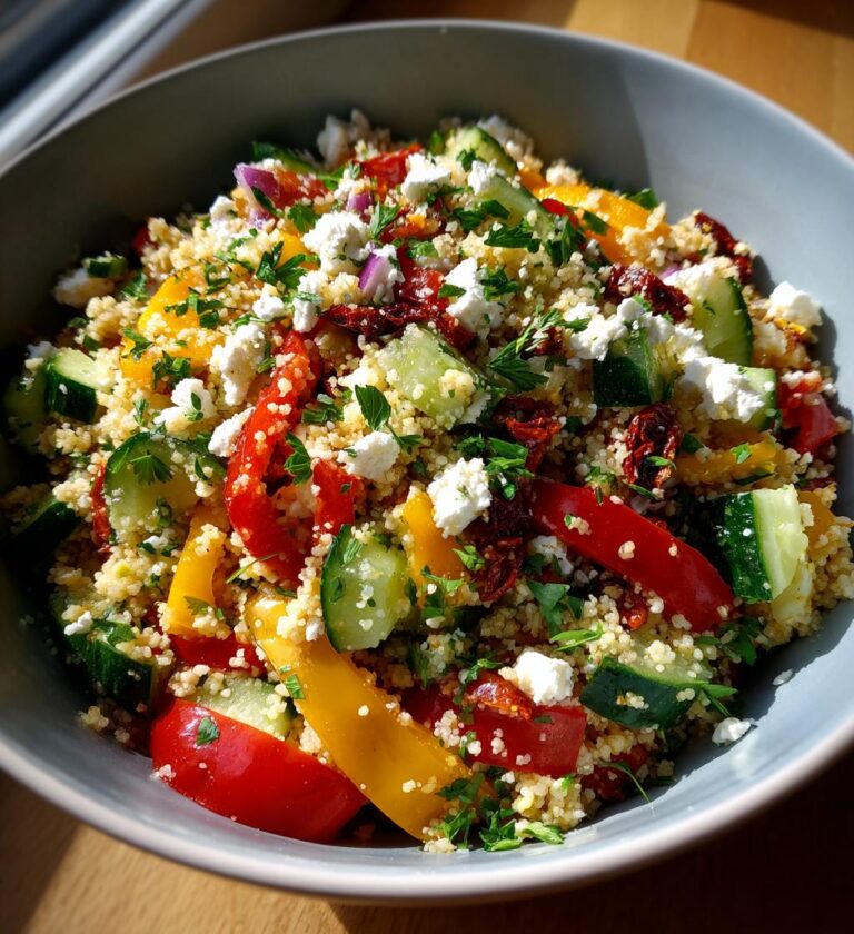 frisk salat med couscous og grønt, let og mættende