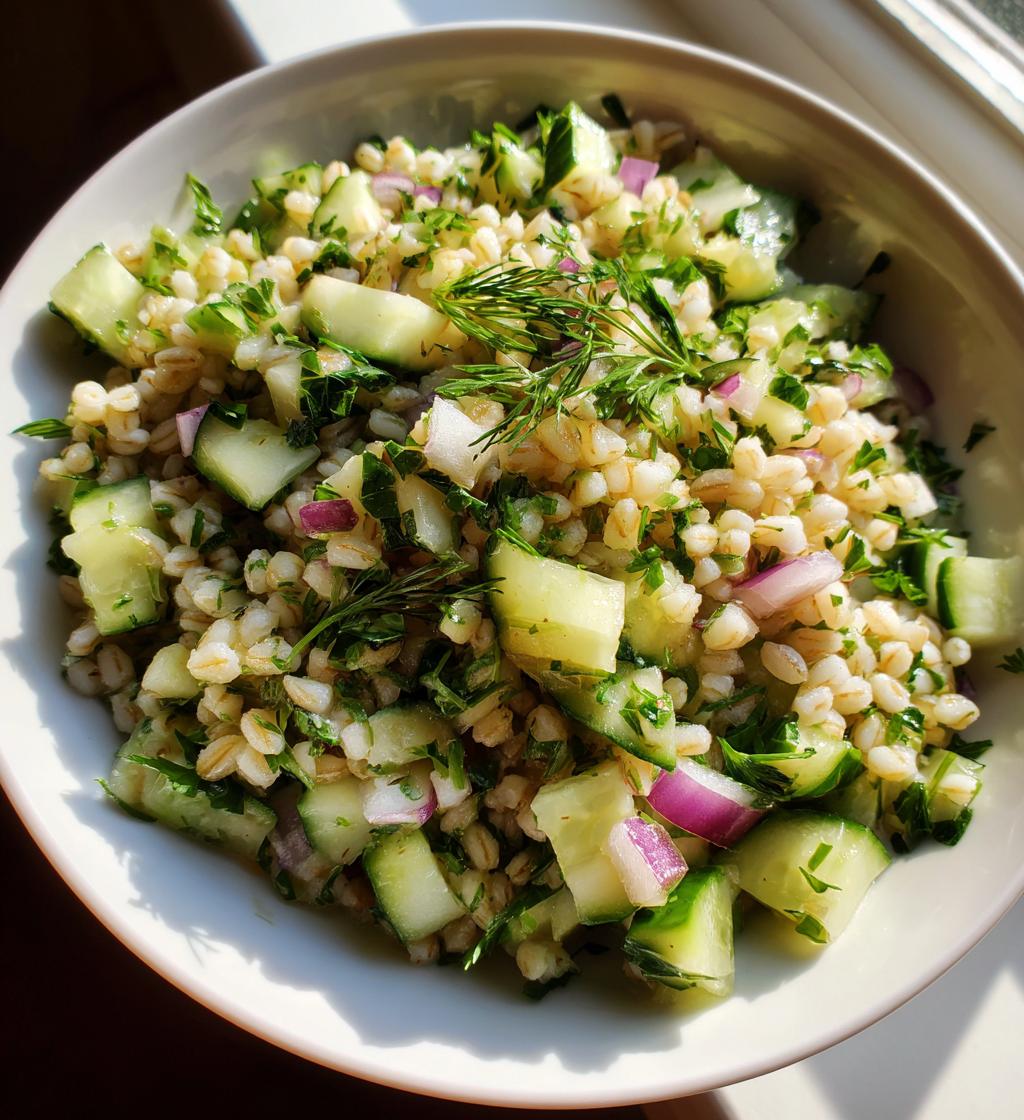 frisk salat med perlebyg og urter, nordisk smag - detail 1