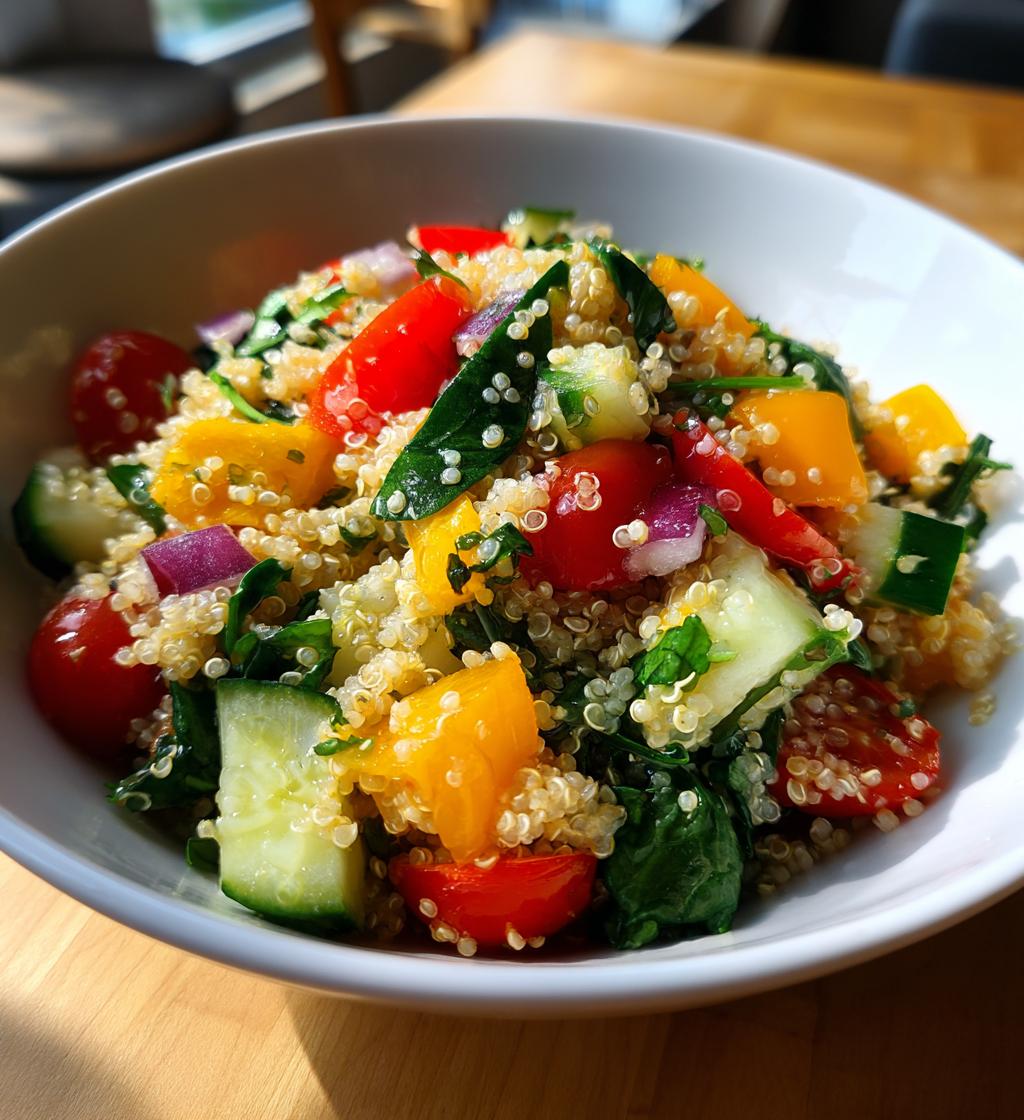 frisk salat med quinoa og grønt, sund og mættende - detail 1