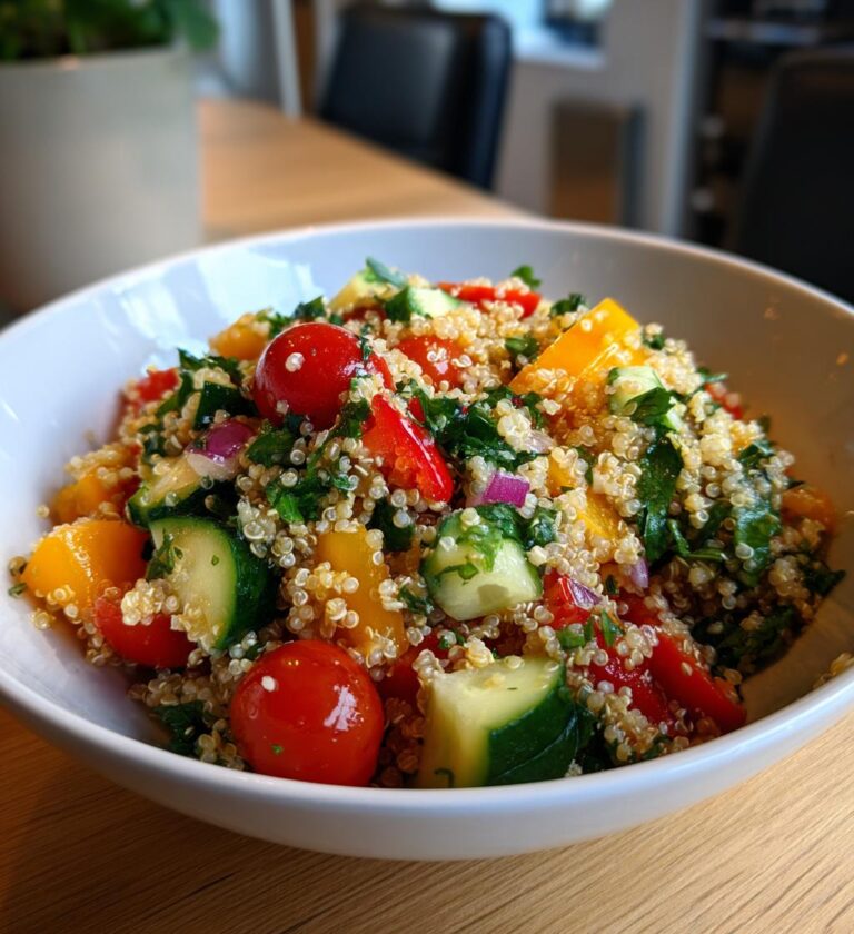 frisk salat med quinoa og grønt, sund og mættende