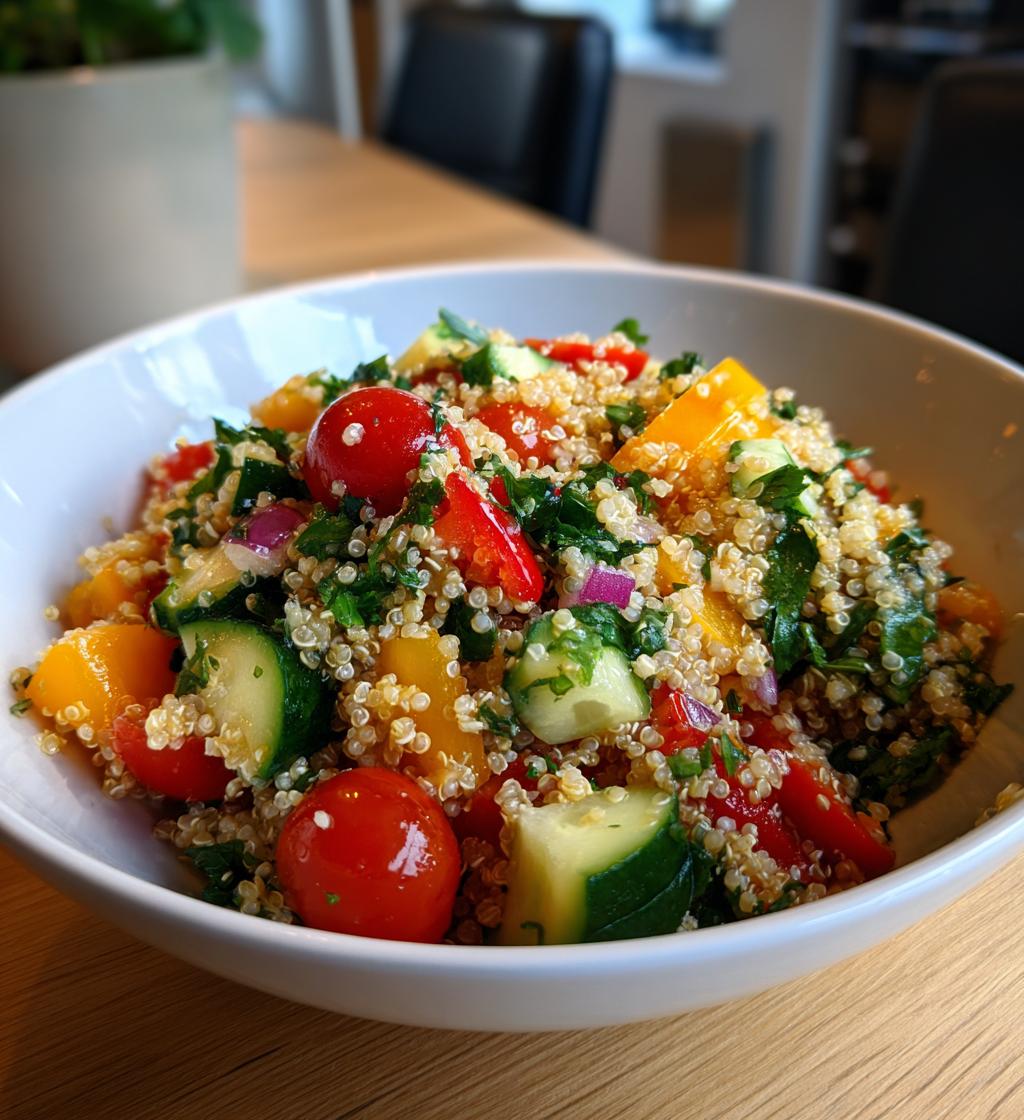 frisk salat med quinoa og grønt, sund og mættende