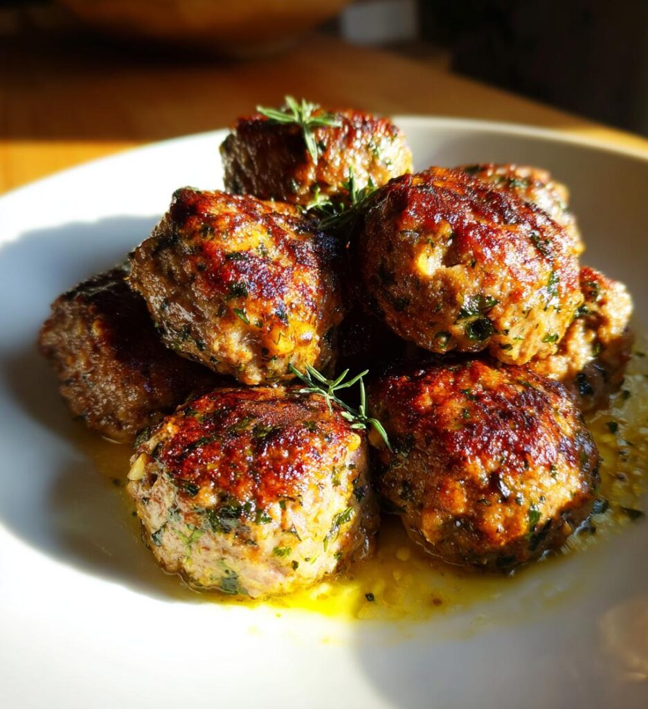 fyldte oksekødsfrikadeller med urter