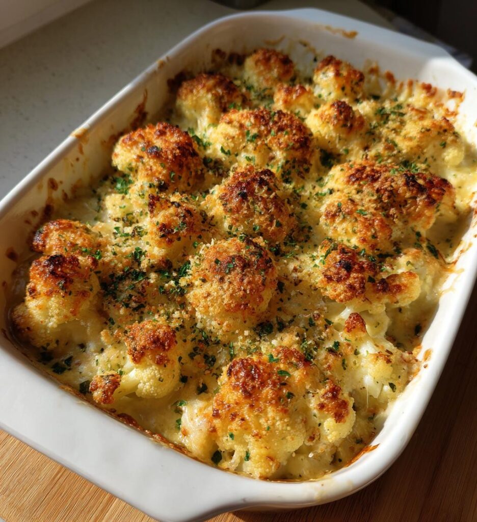 gratineret blomkål med cheddar