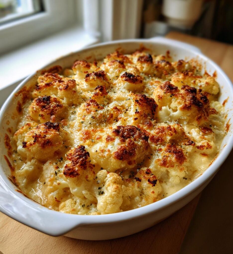 gratineret blomkål med cheddar