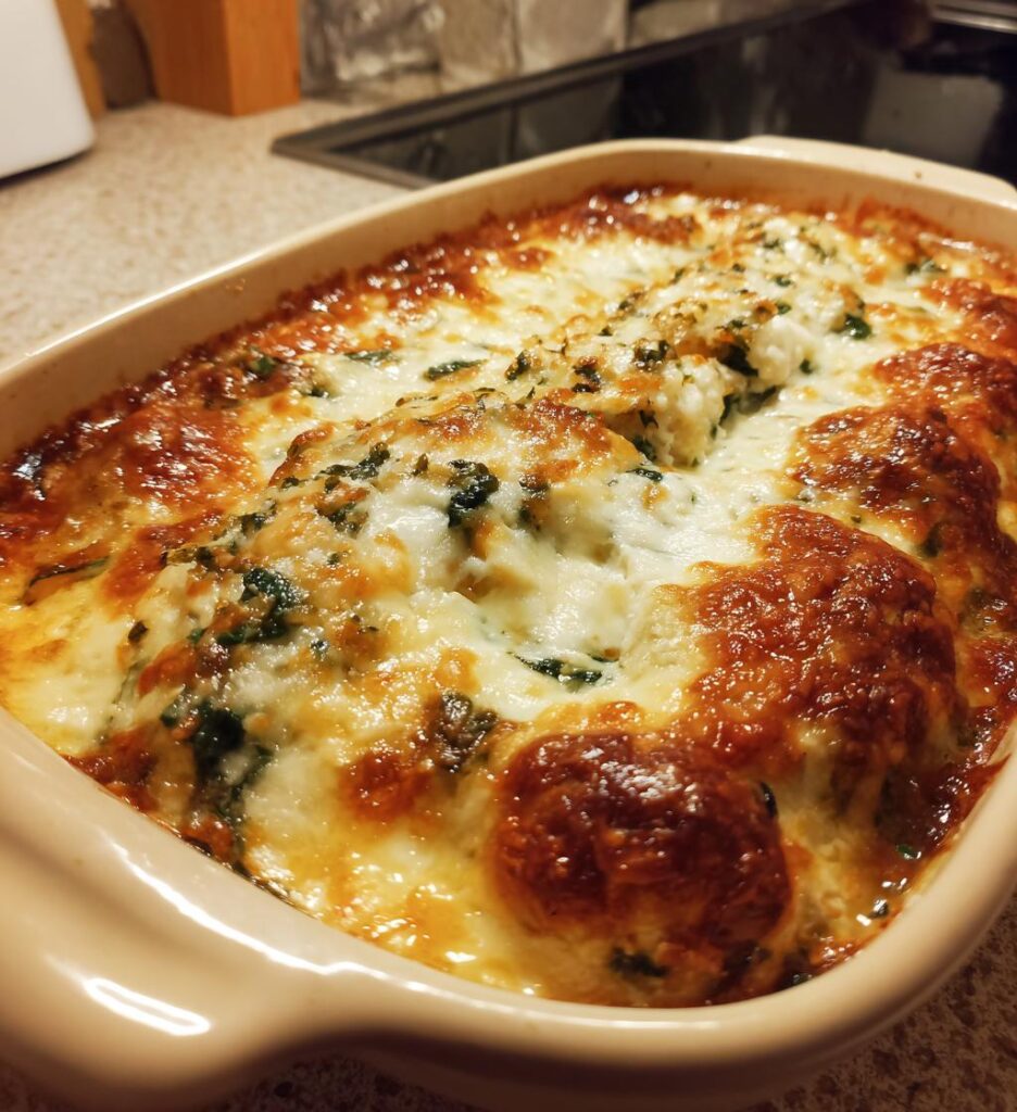 gratineret fisk med spinat og ost, ovnbagt favorit