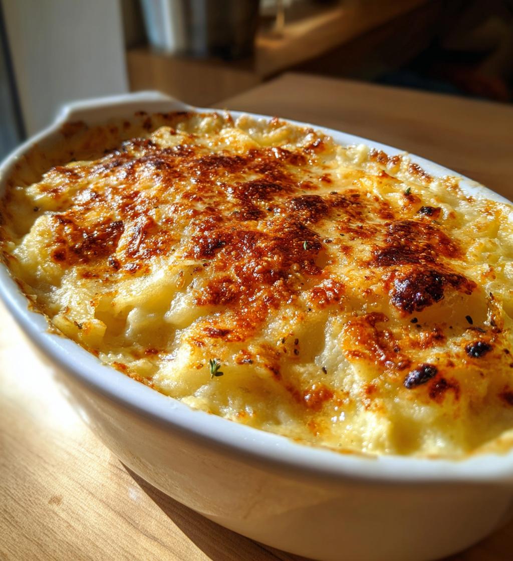 gratineret kartoffelmos med hvidløg