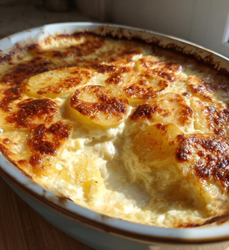 gratineret kartoffelret med fløde og ost, populær ovnret