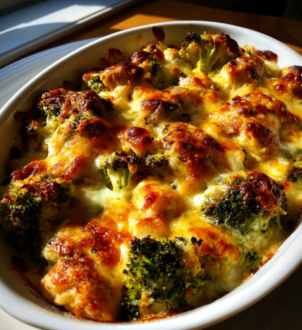 gratineret kylling med broccoli og ost, familie favorit