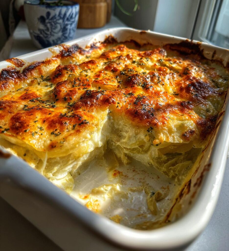 gratineret porre med fløde og ost, enkel ovnret