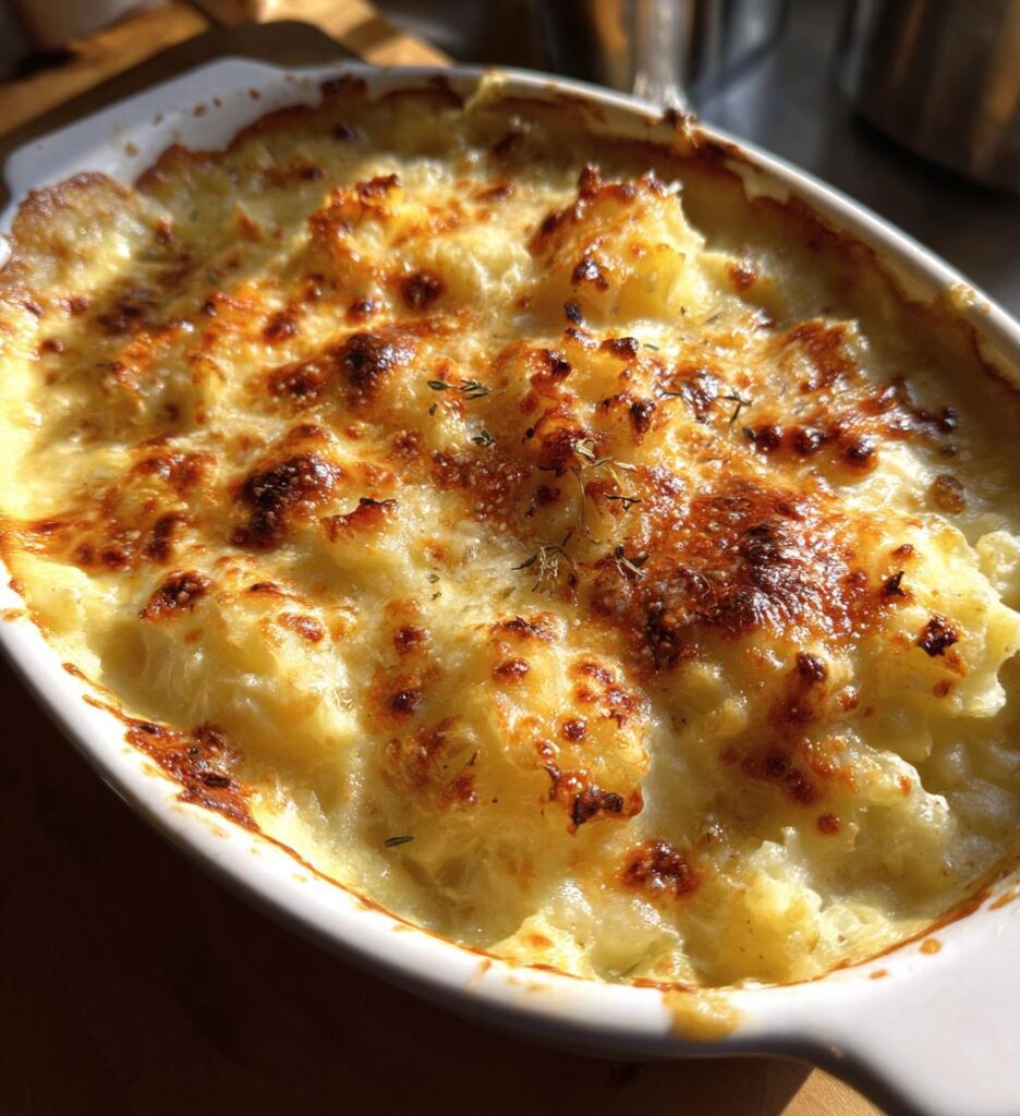 gratineret rodfrugtsmos med fløde
