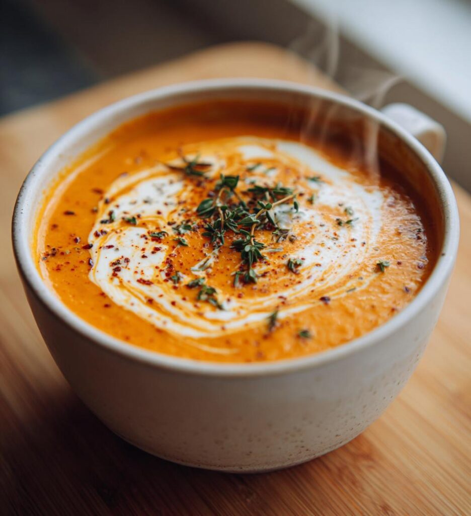 grøntsagssuppe med timian og fløde, sund hverdagsmad