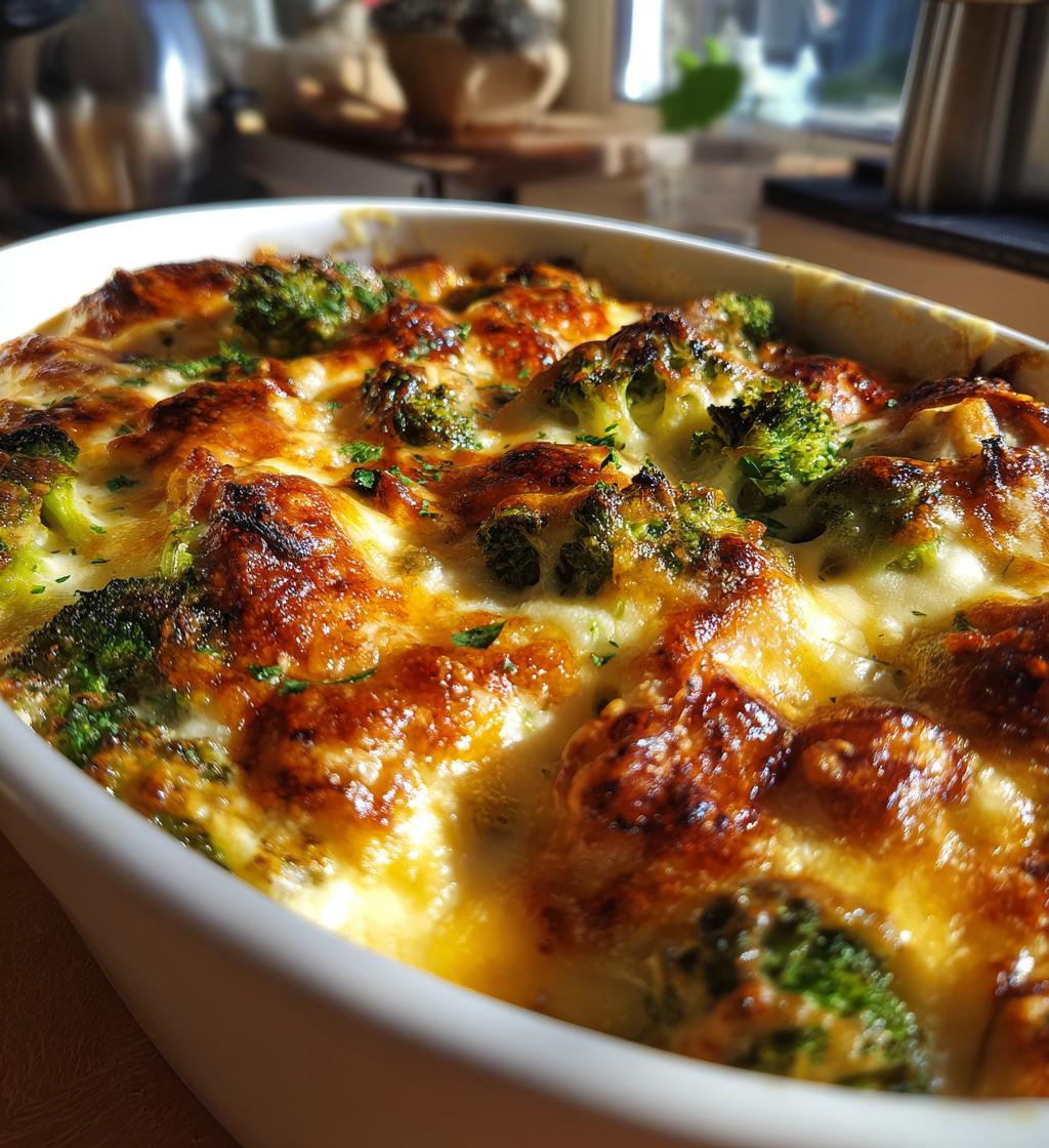 kylling og broccoli gratin, cremet ovnret