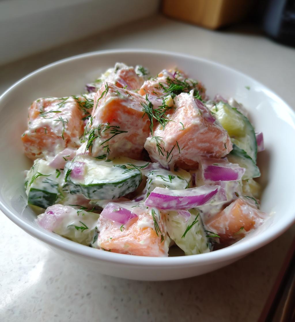 laksesalat med cremefraiche, mild og frisk - detail 1