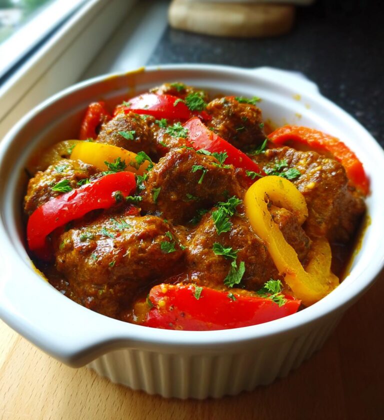 oksekød i ovn med paprika og fløde