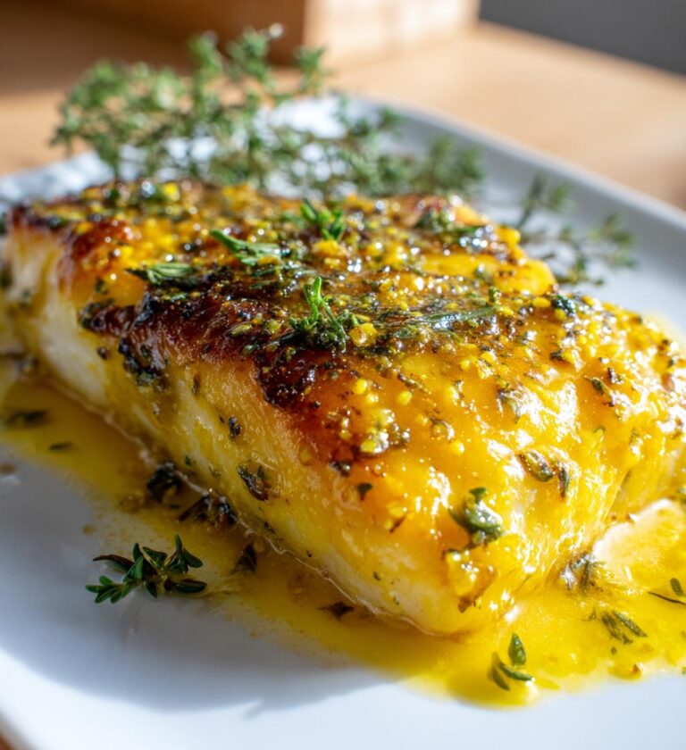ovnbagt kuller med sennep og urter, let fiskemiddag