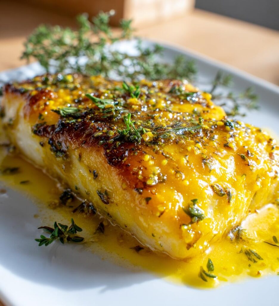 ovnbagt kuller med sennep og urter, let fiskemiddag