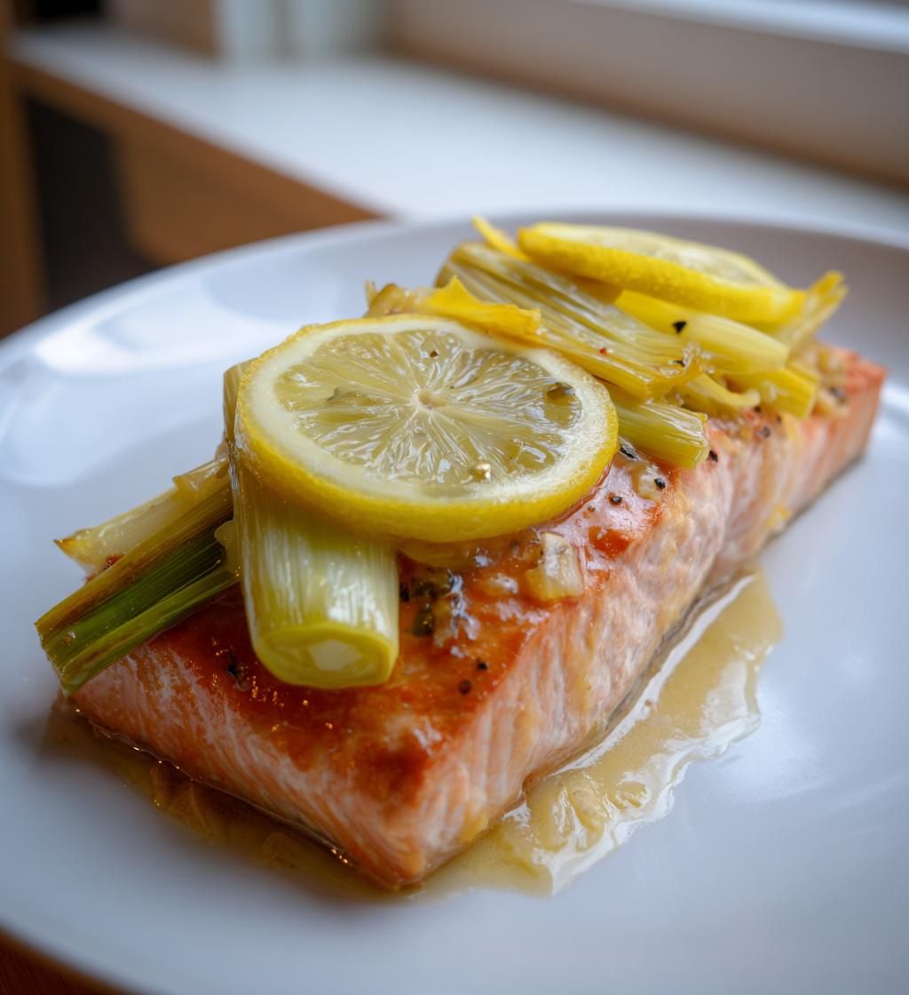 ovnbagt laks med porrer og citron - detail 1
