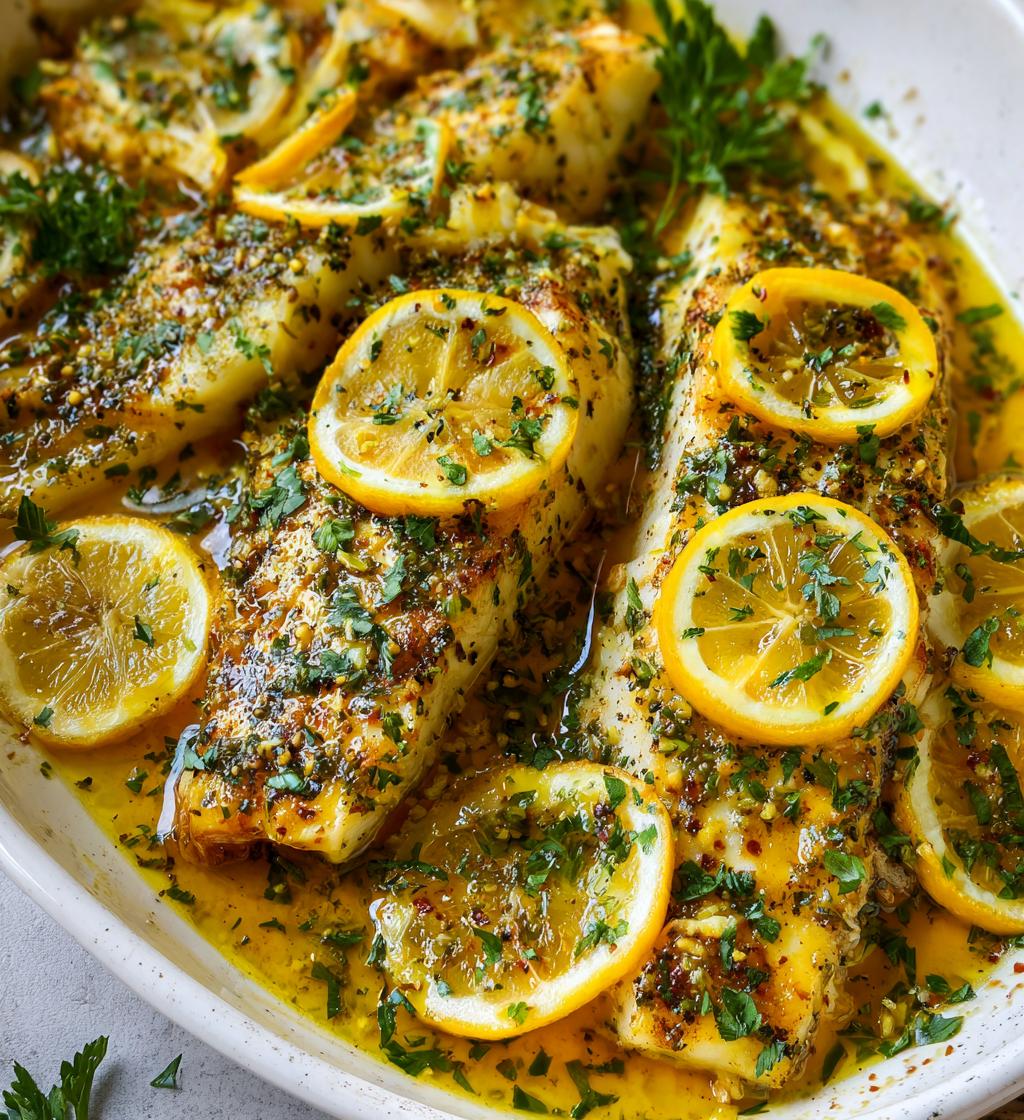 ovnbagt sej med citron og persille, let fiskemiddag