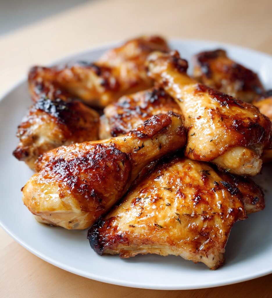 ovnbagte kyllingelår med honning og timian