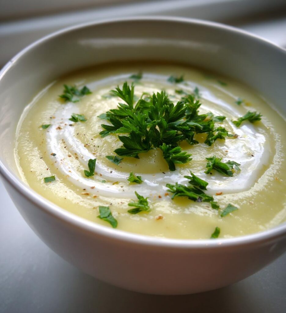porre- og kartoffelsuppe med fløde