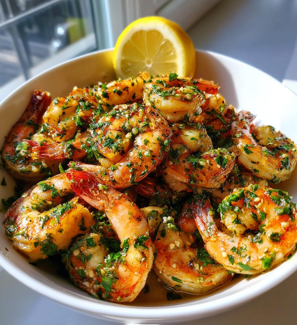 stegte rejer med hvidløg, citron og persille