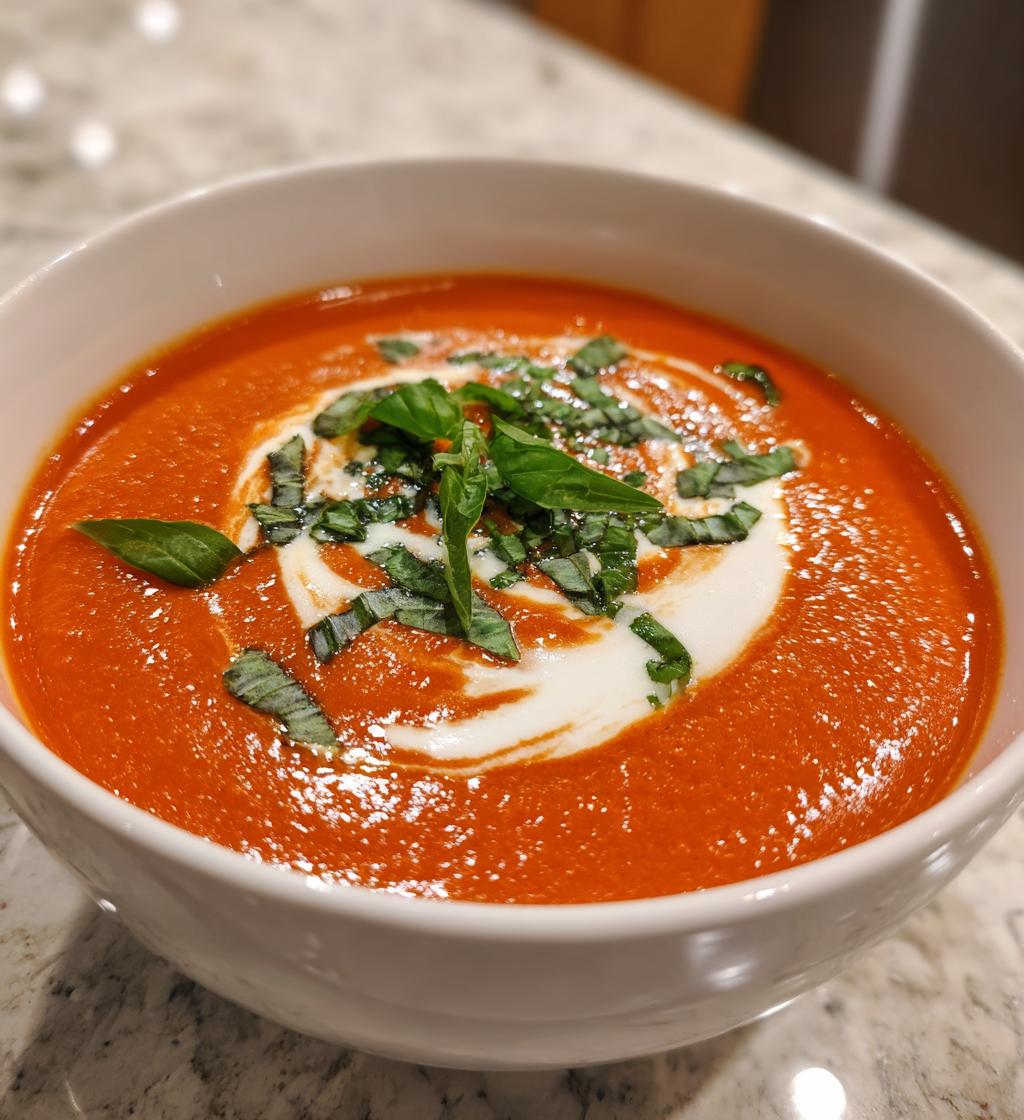 tomatsuppe med fløde og basilikum, cremet vintersuppe