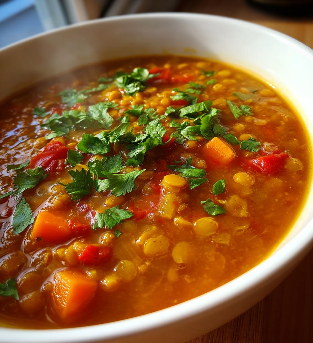 varmende suppe med linser og grøntsager, sund hverdagsmad - detail 1
