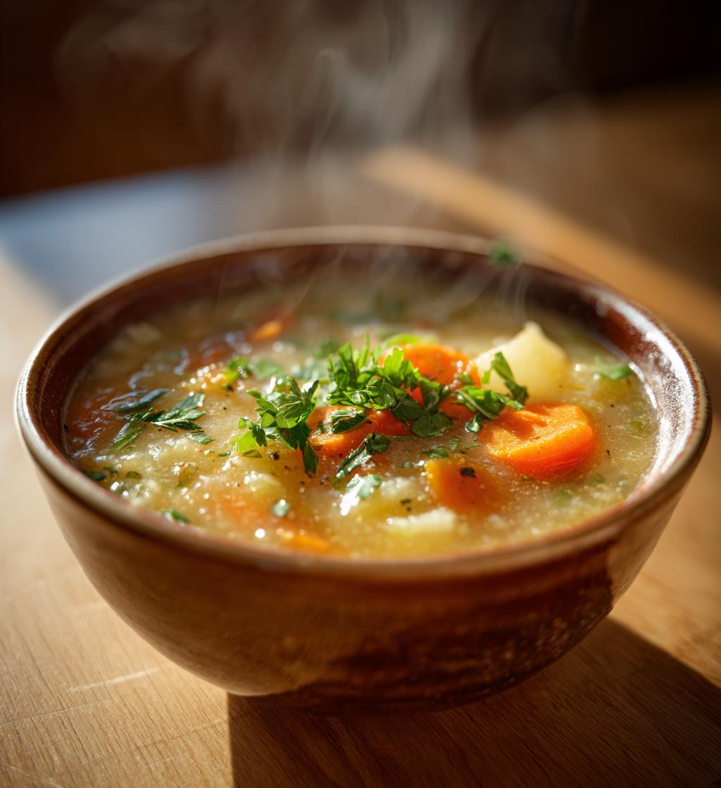 varmende suppe med rodfrugter og urter - detail 1