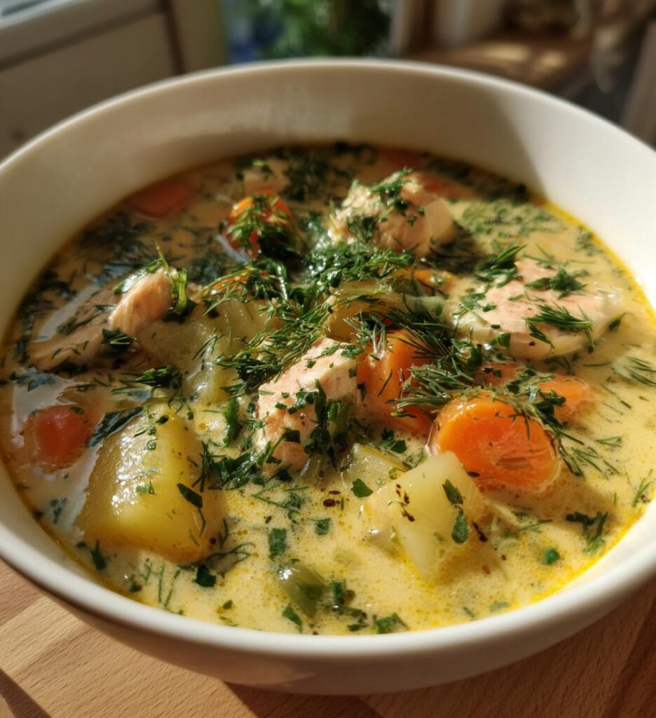 fiskesuppe med fløde og dild