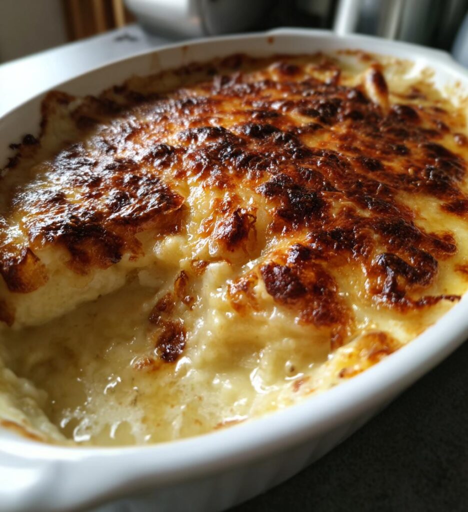 gratineret jordskokmos med parmesan