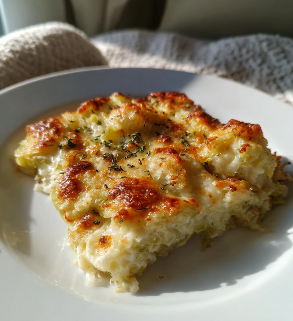 gratineret porre med fløde og ost - detail 1