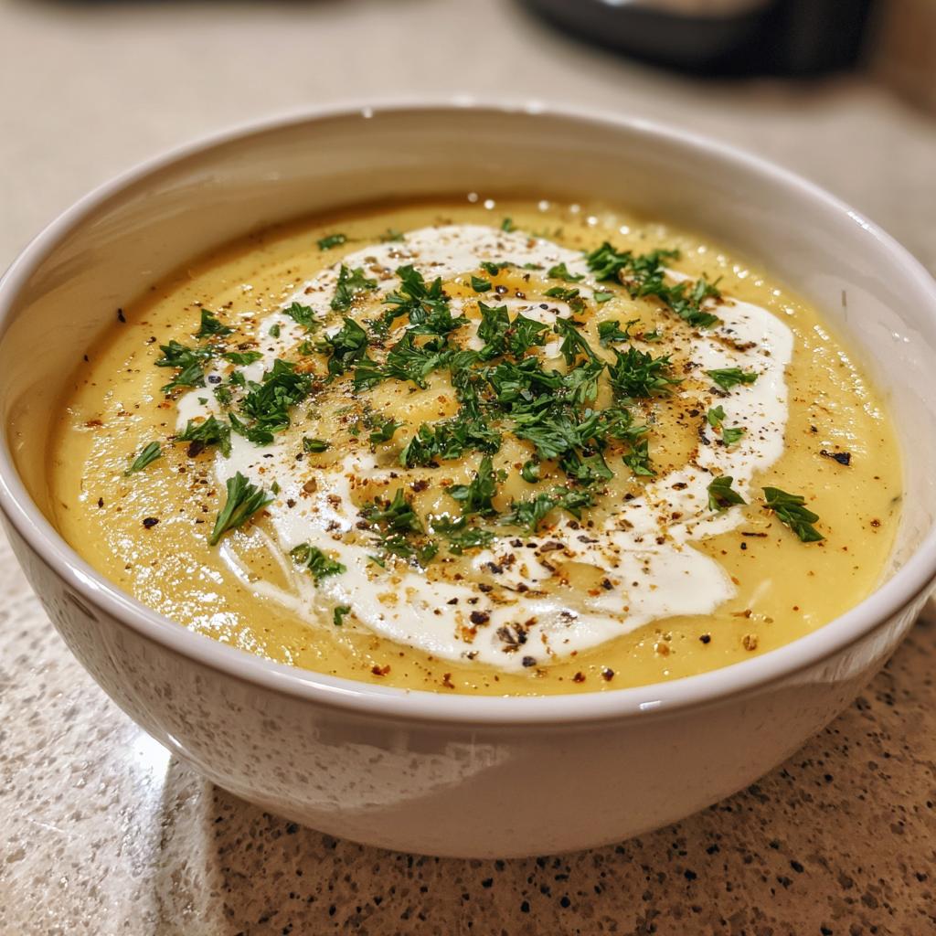 kartoffelsuppe med fløde og peber