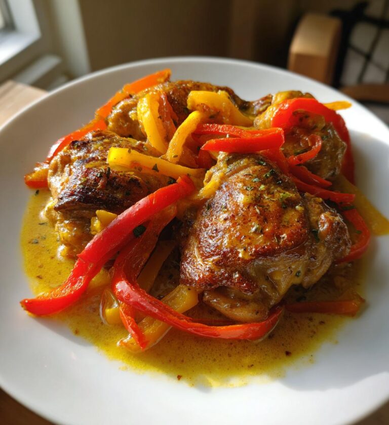 kyllingelår med paprika og cremefraiche